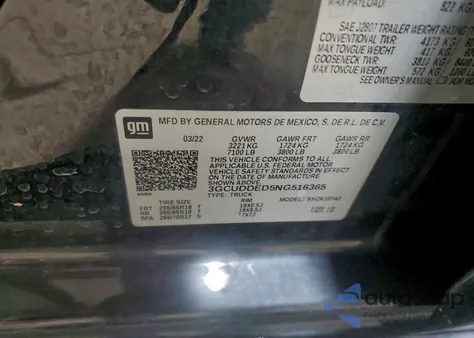 2022 Chevrolet Silverado K1500 Lt from USA, damaged, VIN 3GCUDDED5NG516365